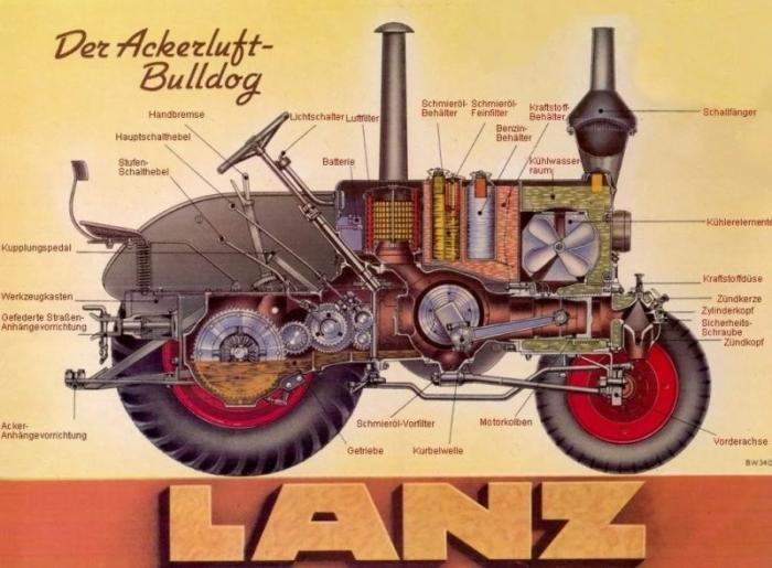 Lanz Bulldog – трактор-тягач для буксирования грузов с нефтяным моторо3