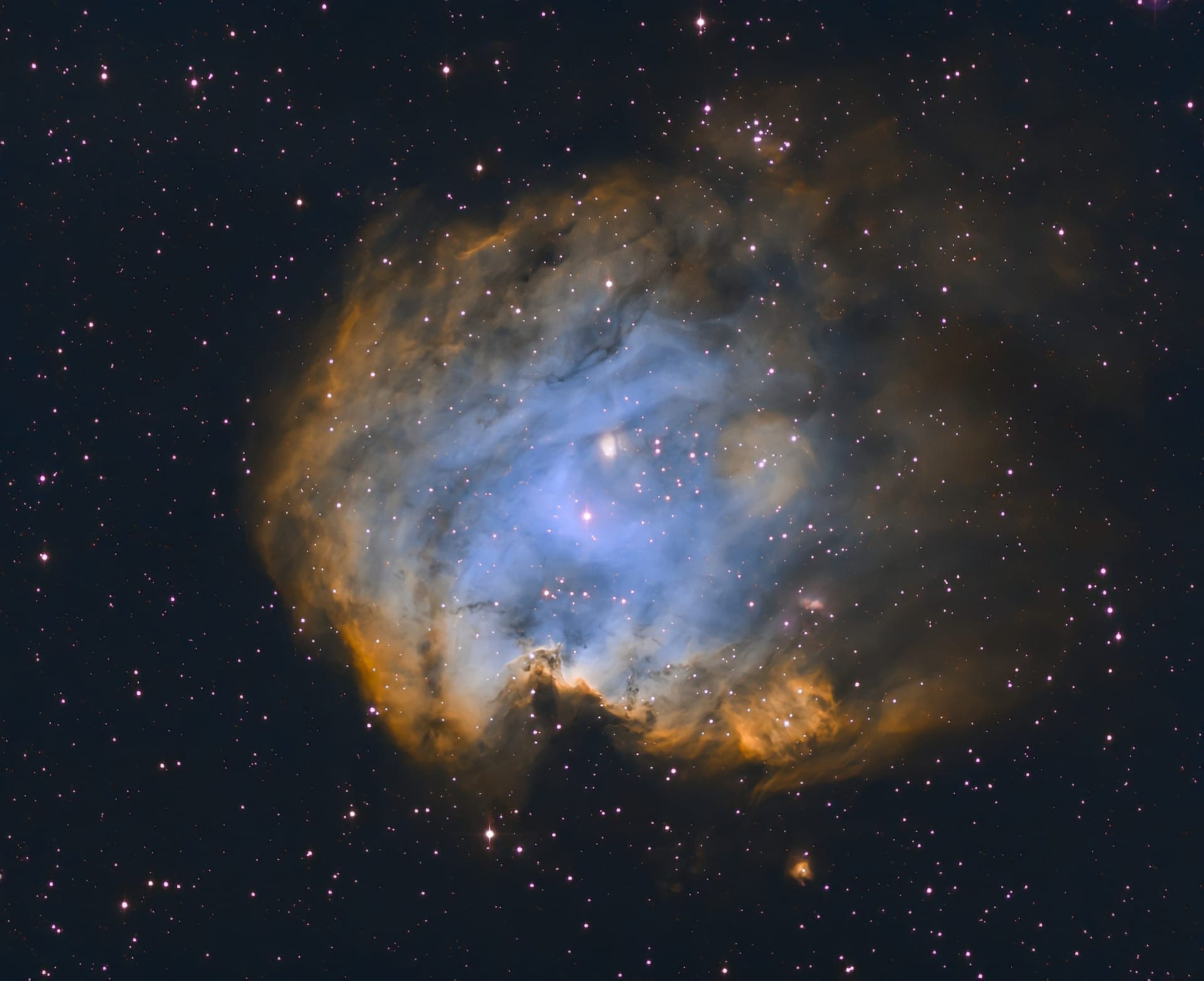 Туманность голова обезьяны в палитре Хаббла (NGC 2174) 1