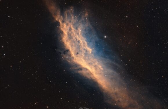 Туманность Калифорния (NGC1499): версии SHO и HOO (Фото)