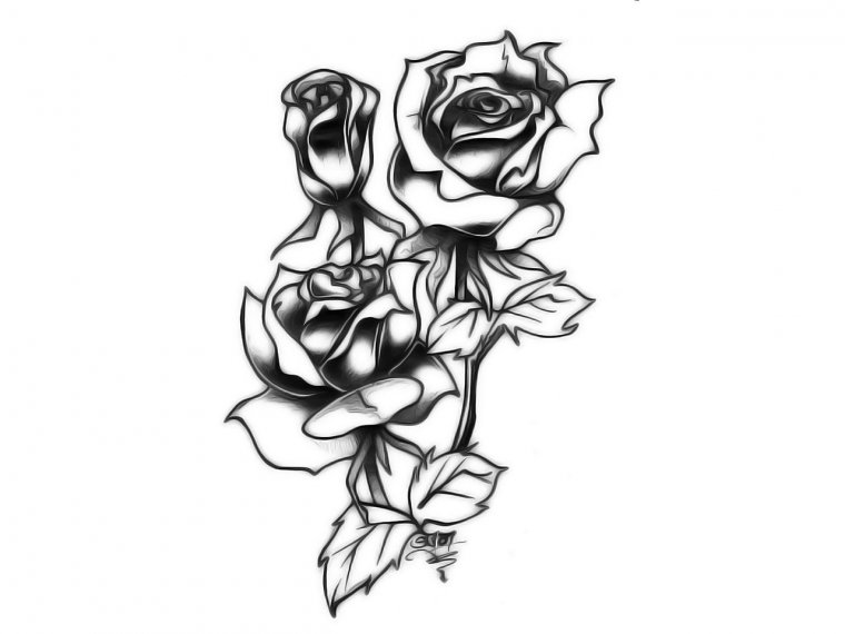 Эскиз тату черная роза (46 фото)21