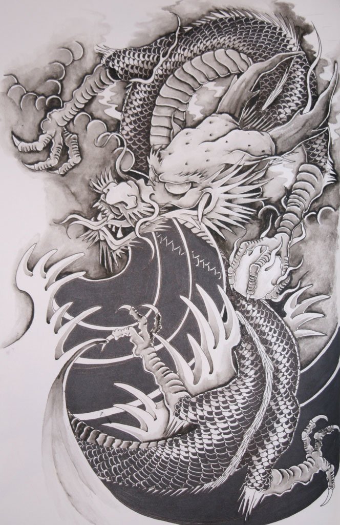 Эскизы тату китайский дракон (37 фото)12