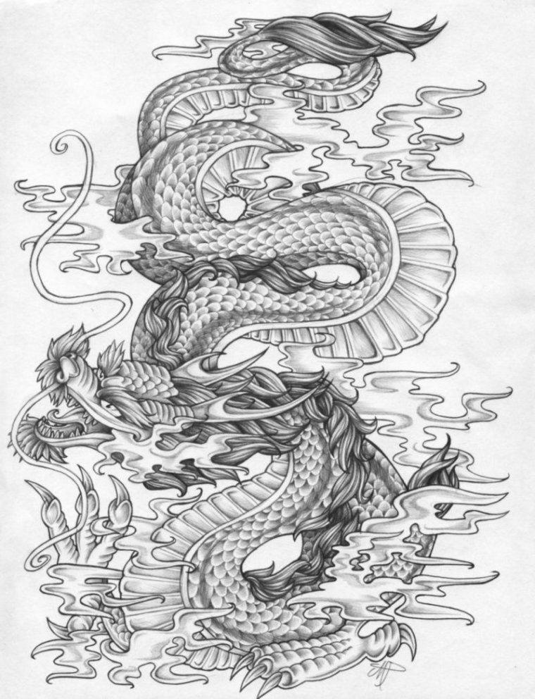 Эскизы тату китайский дракон (37 фото)15