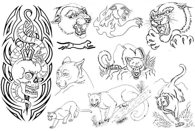 Контурные эскизы татуировок (54 фото)15