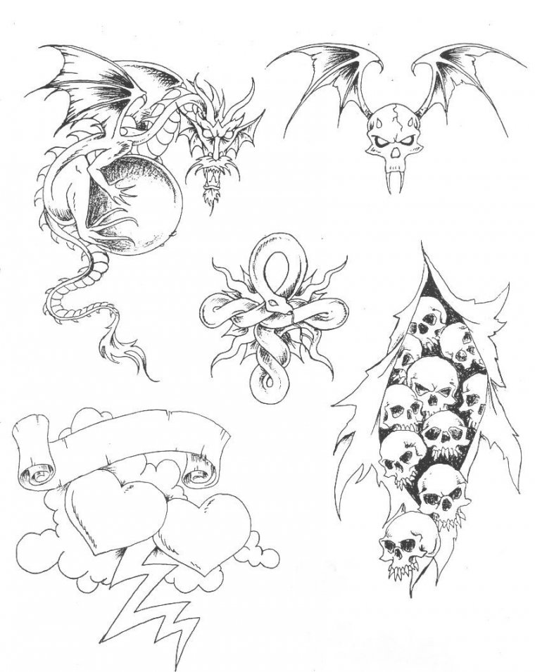 Контурные эскизы татуировок (54 фото)20