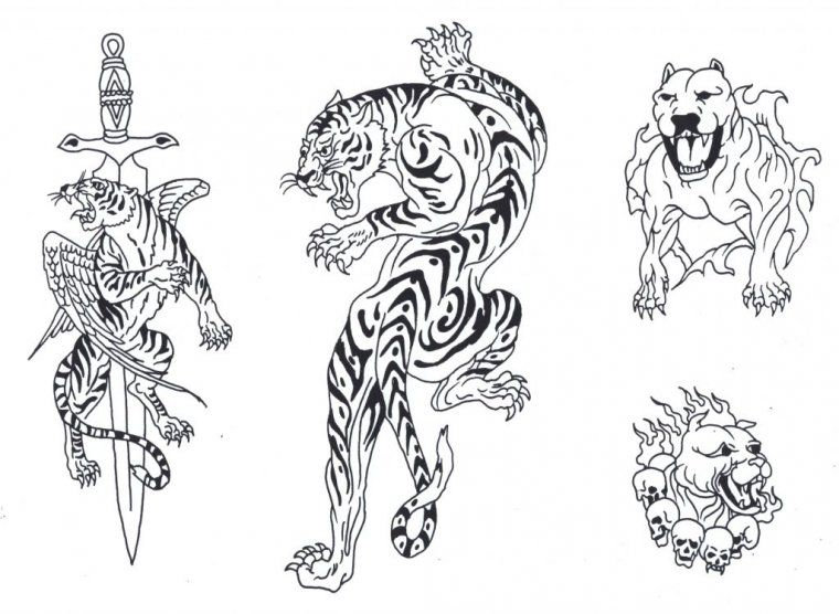 Контурные эскизы татуировок (54 фото)45