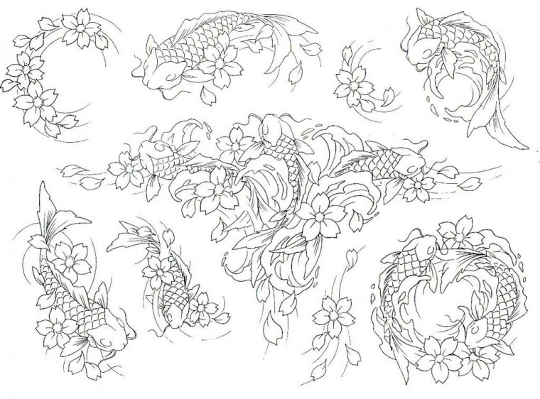 Контурные эскизы татуировок (54 фото)0