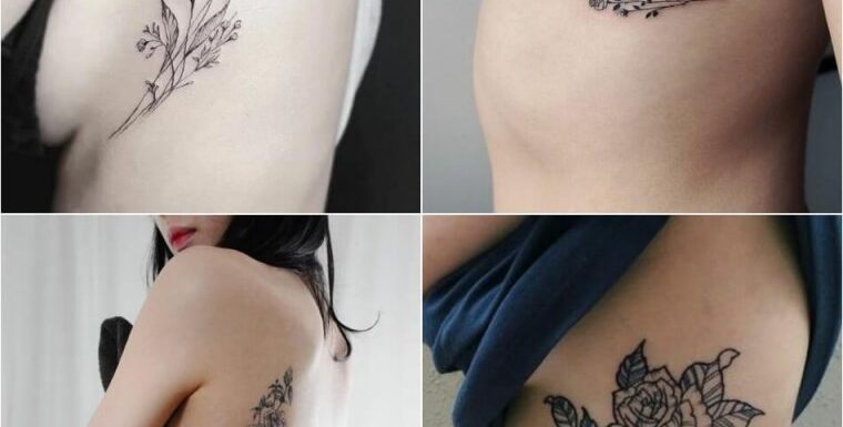 🖤 Маленькие и аккуратные татуировки на у девушек на ребрах (40 фото)