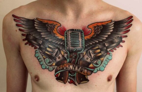🖤 Тату на груди: мужские татуировки (43 фото)