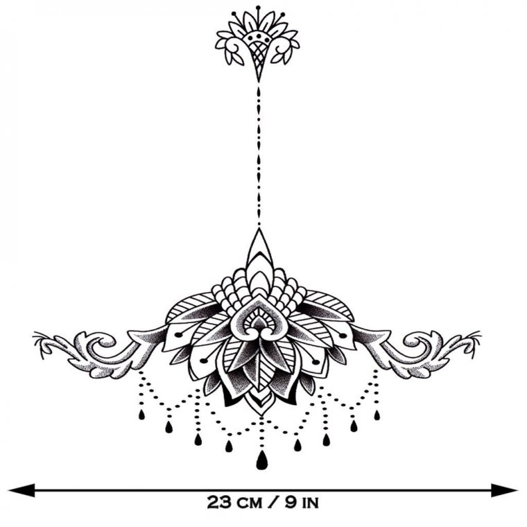 Эскизы тату между грудиной у девушек (49 фото)43