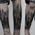 🖤 Мужские татуировки на ноге и руке - лес и пейзаж (48 фото) 1 тату