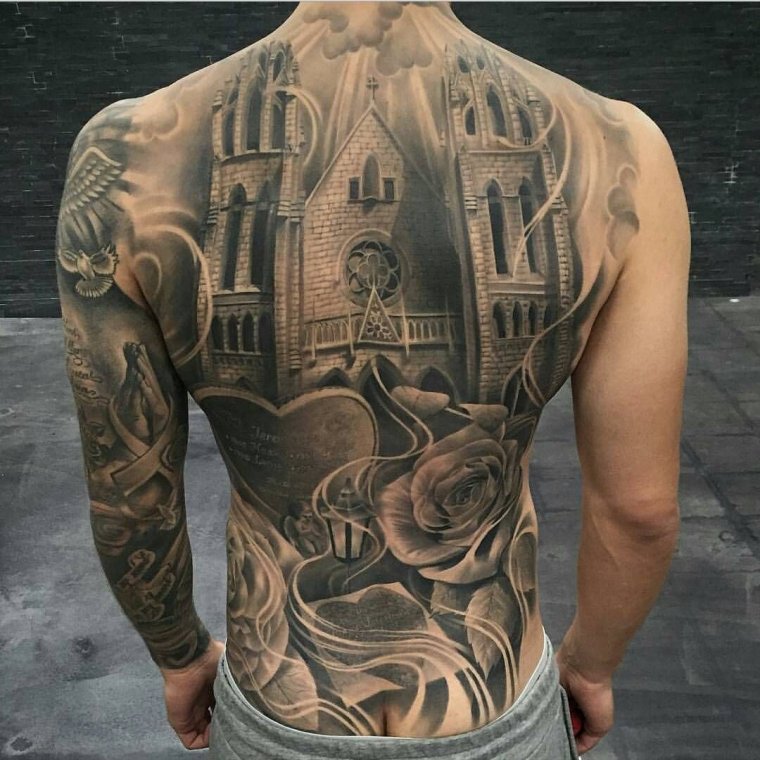 Мужские тату на спине (45 фото)30