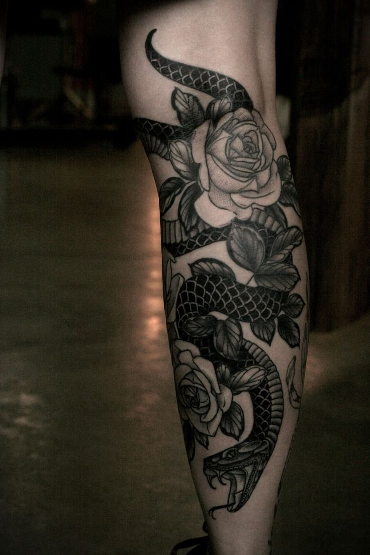 Тату роза со змеей (48 фото)35