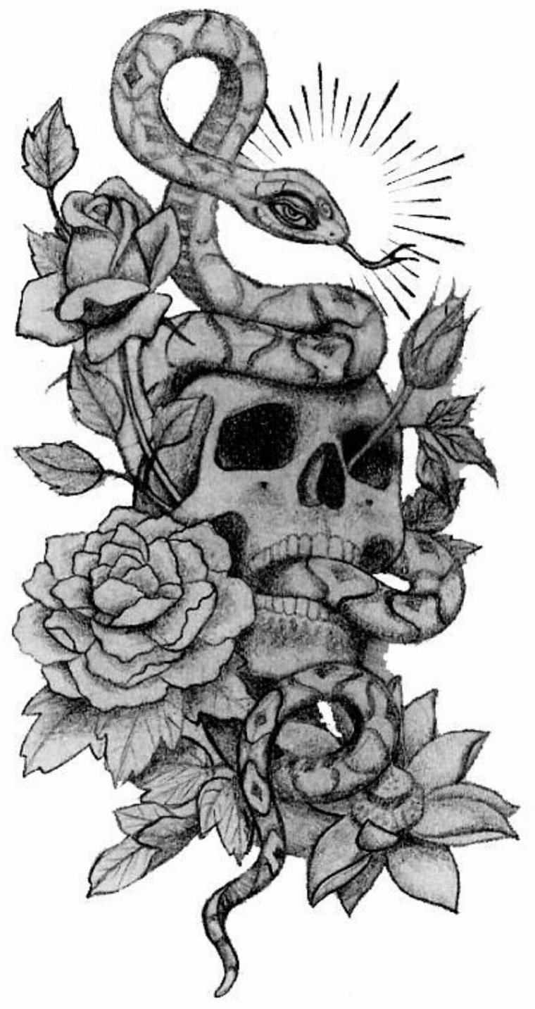 Тату роза со змеей (48 фото)26