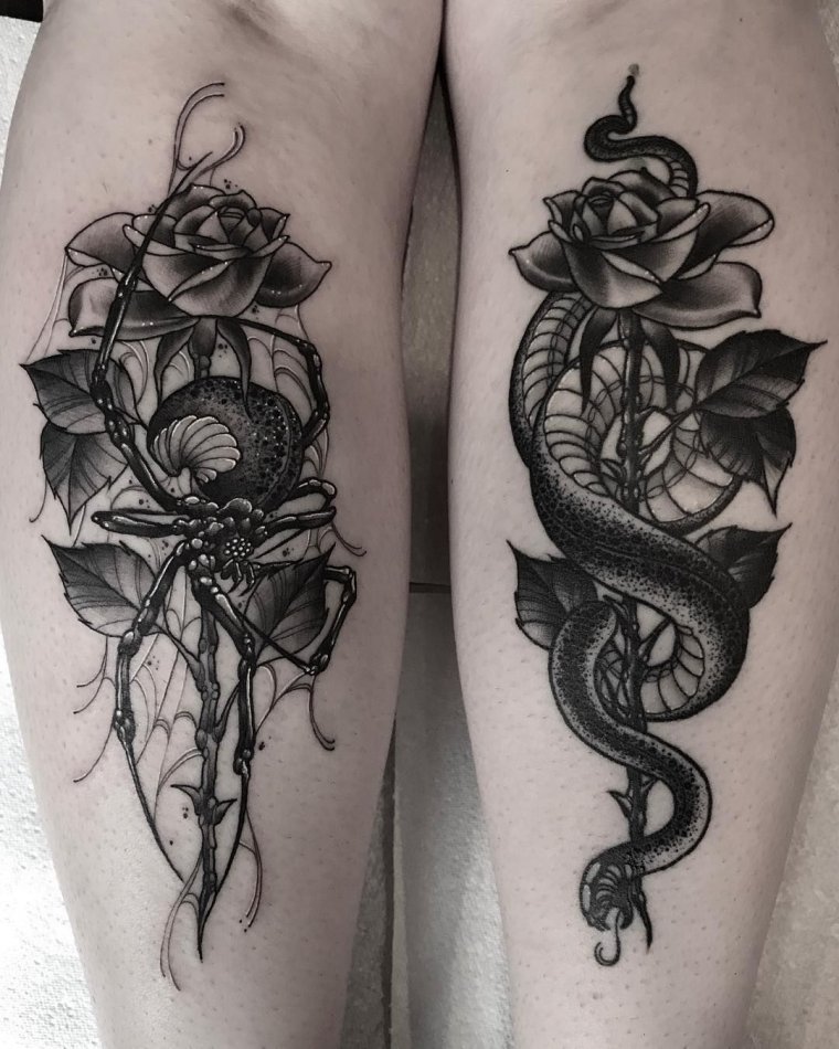 Тату роза со змеей (48 фото)46