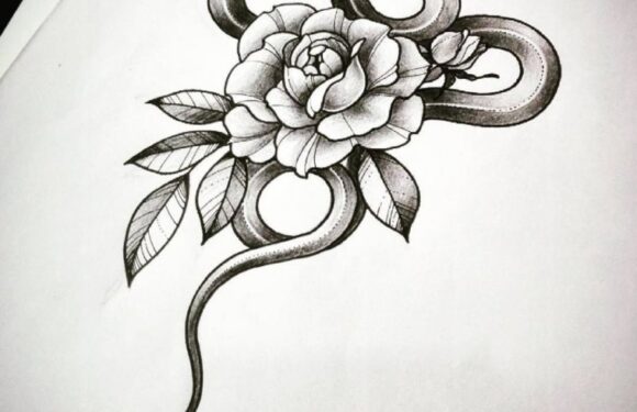 🖤 Татуировка роза со змеей — подборка тату (46 фото)