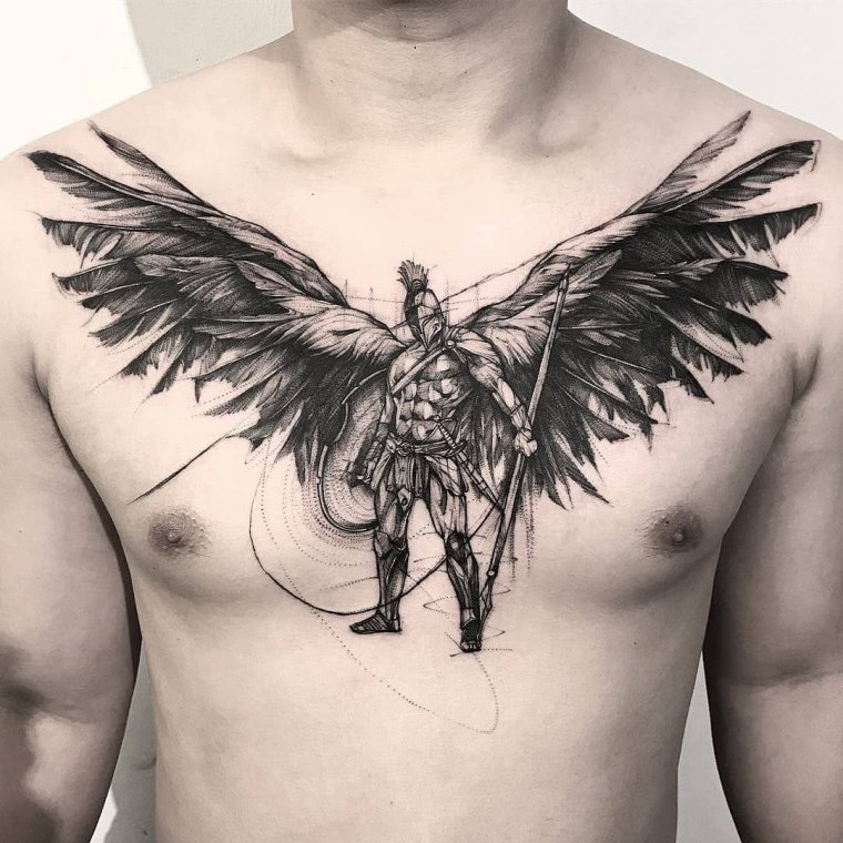 Татуировка крылья на груди (50 фото)39