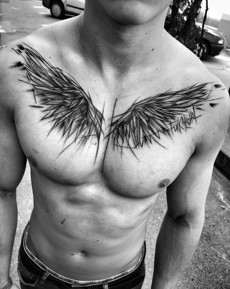 Татуировка крылья на груди (50 фото)19