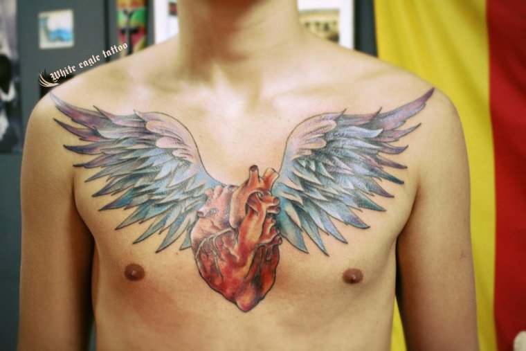 Татуировка крылья на груди (50 фото)31