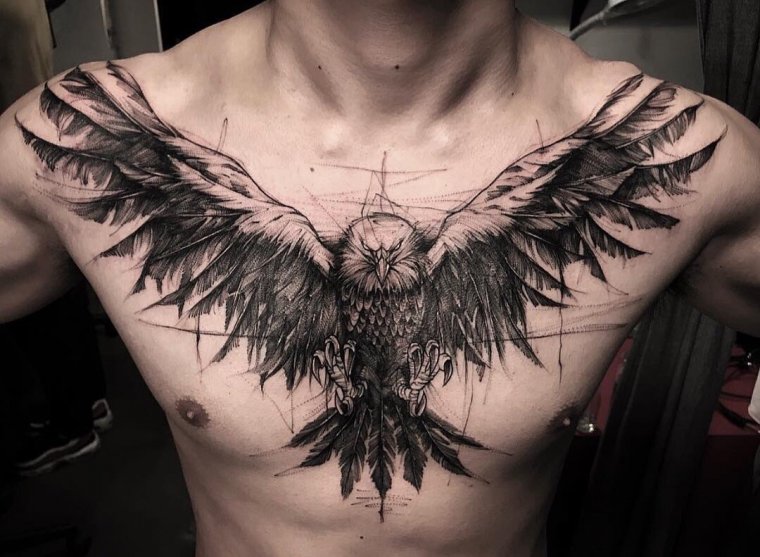 Татуировка крылья на груди (50 фото)21