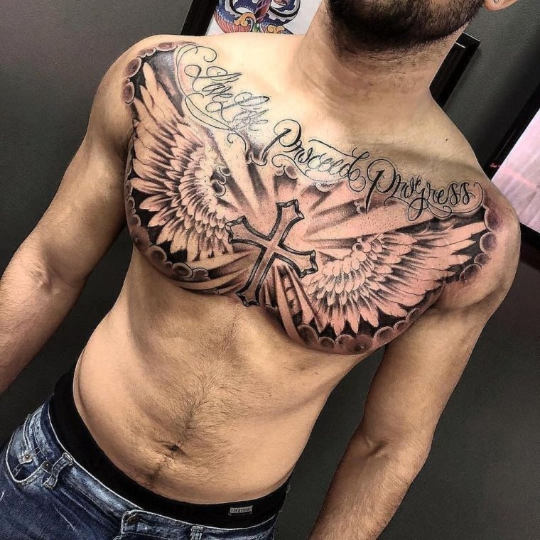 Татуировка крылья на груди (50 фото)32