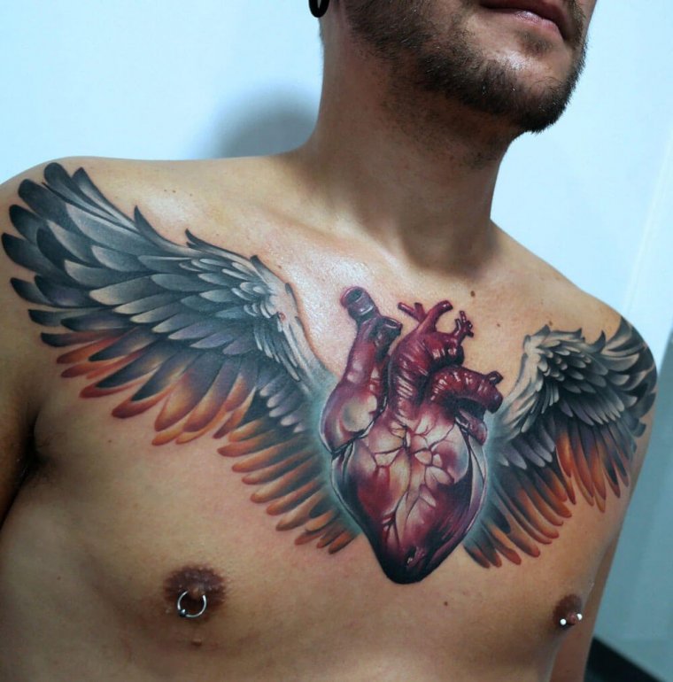 Татуировка крылья на груди (50 фото)7