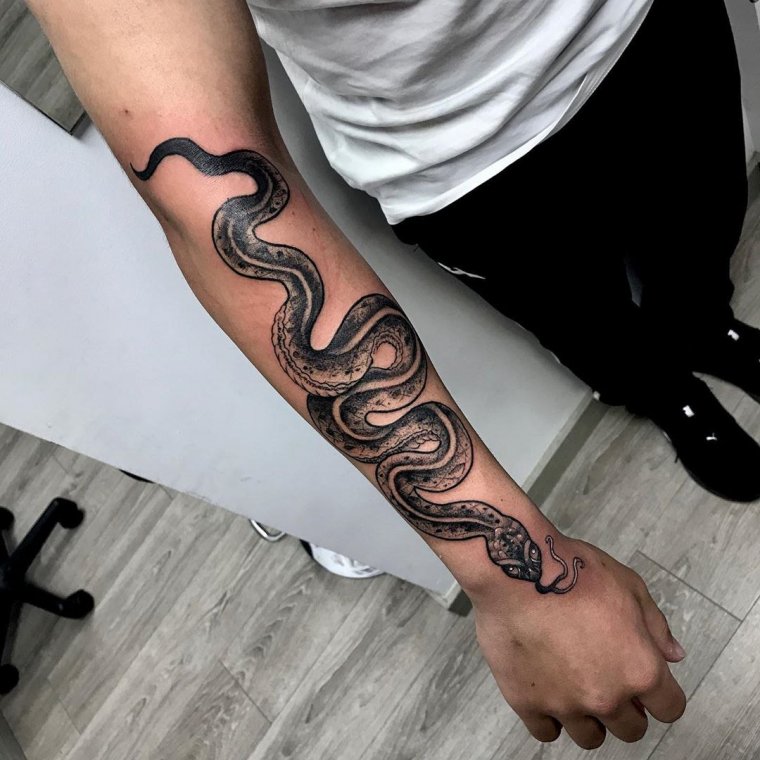 Татуировка змея вокруг руки (48 фото)23