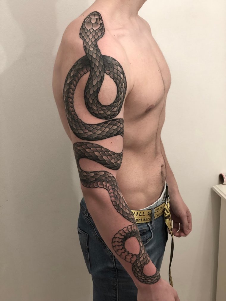 Татуировка змея вокруг руки (48 фото)21