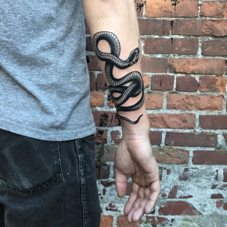 Татуировка змея вокруг руки (48 фото)22