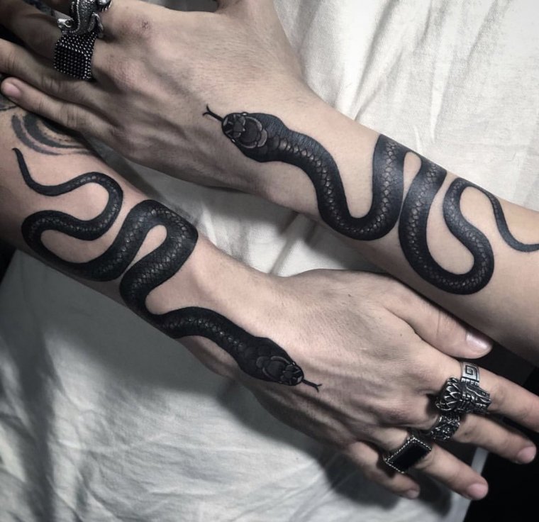 Татуировка змея вокруг руки (48 фото)41
