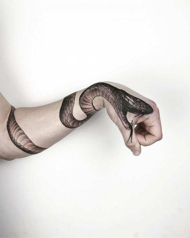 Татуировка змея вокруг руки (48 фото)33