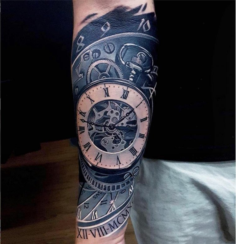 Мужские тату часы на предплечье (39 фото)12
