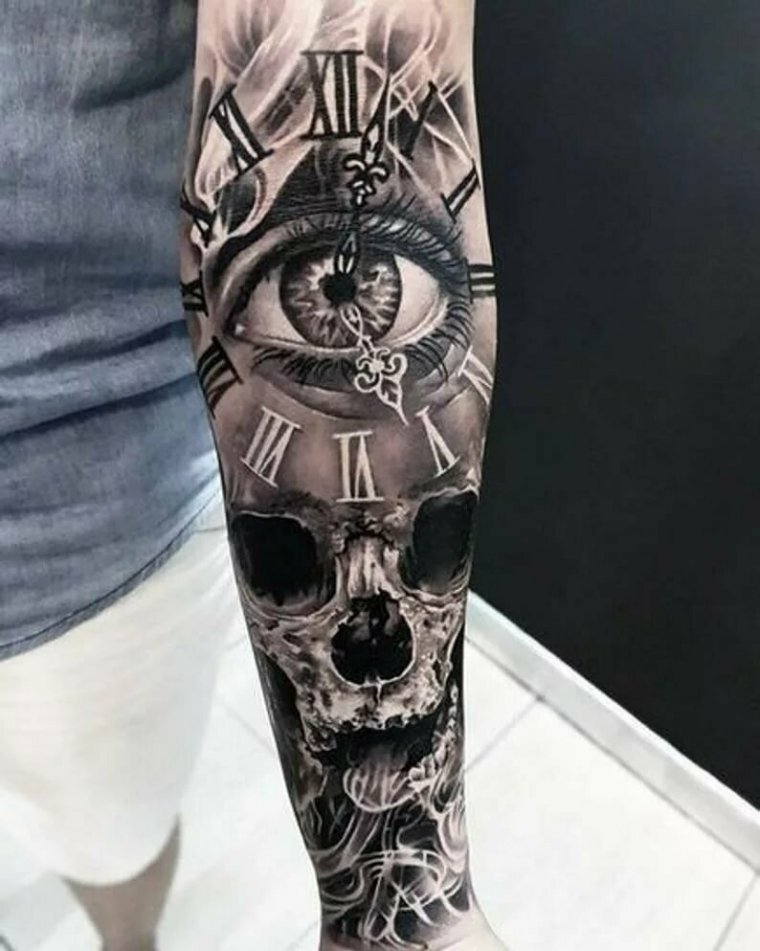 Мужские тату часы на предплечье (39 фото)5