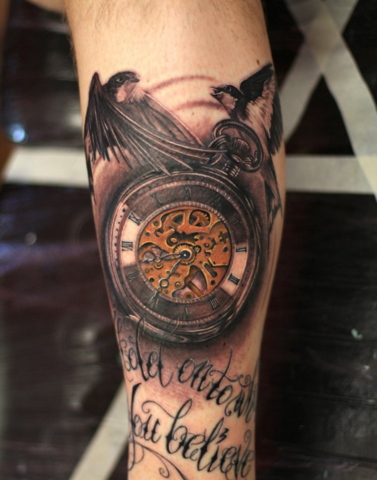 Мужские тату часы на предплечье (39 фото)10