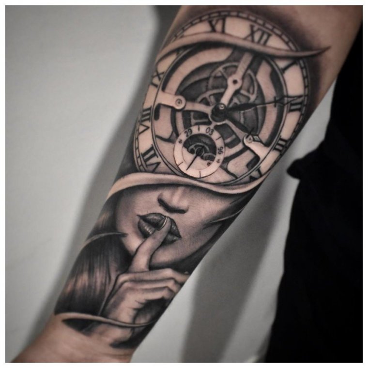 Мужские тату часы на предплечье (39 фото)14