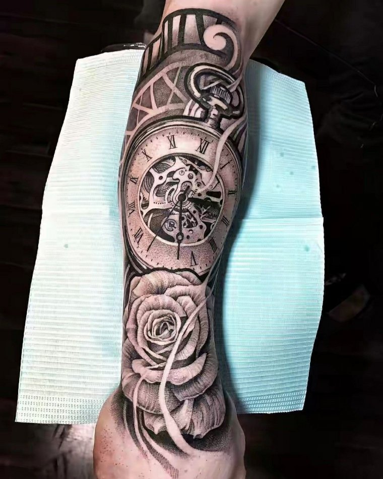 Мужские тату часы на предплечье (39 фото)9