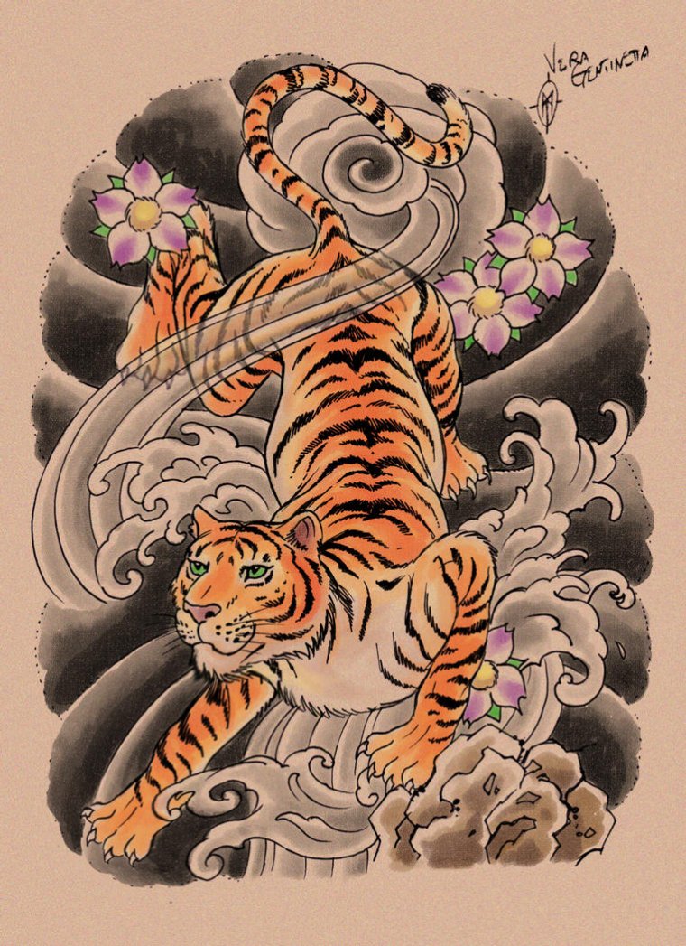 Тату японский тигр (66 фото)32