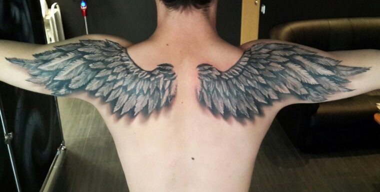 🖤 Татуировки «крылья ангела» на спине — мужские и женские (28 фото)