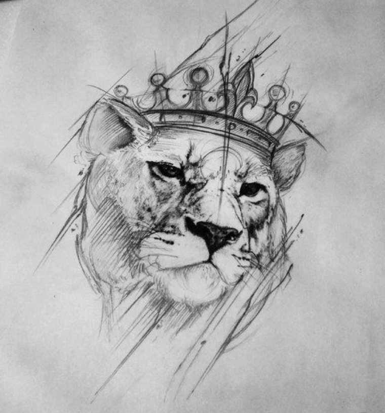 Тату лев с короной для девушек (49 фото)9