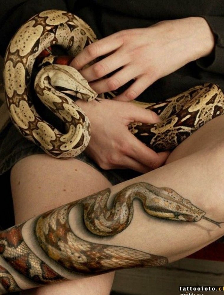 Татуировка змея на ноге (50 фото)20