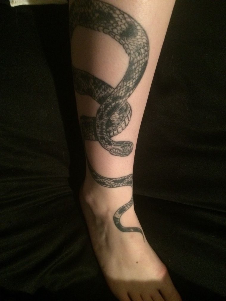 Татуировка змея на ноге (50 фото)13