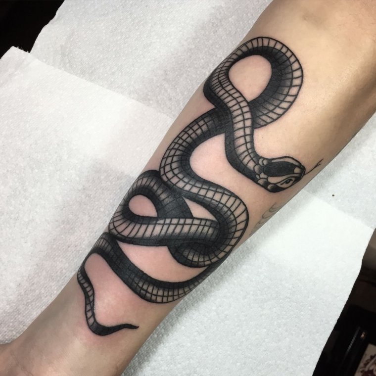 Татуировка змея на ноге (50 фото)10