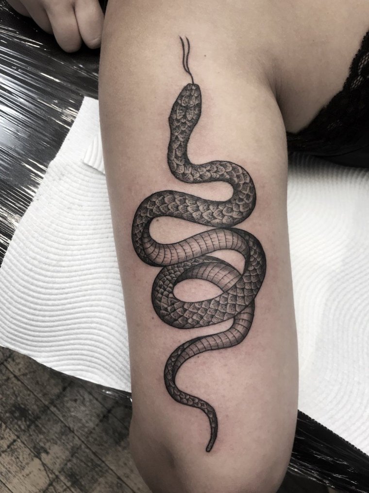 Татуировка змея на ноге (50 фото)23
