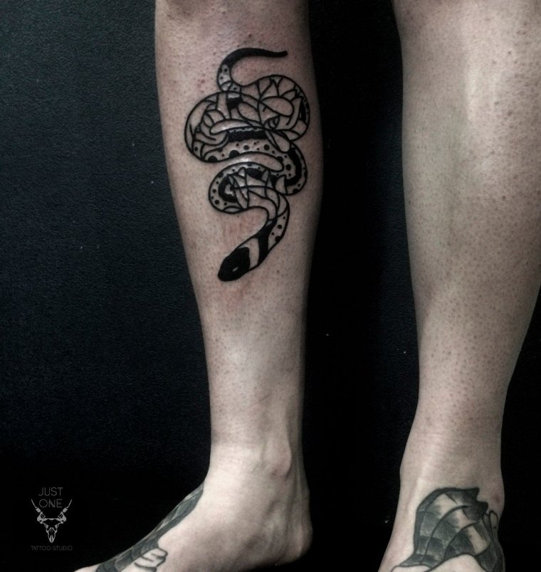 Татуировка змея на ноге (50 фото)11