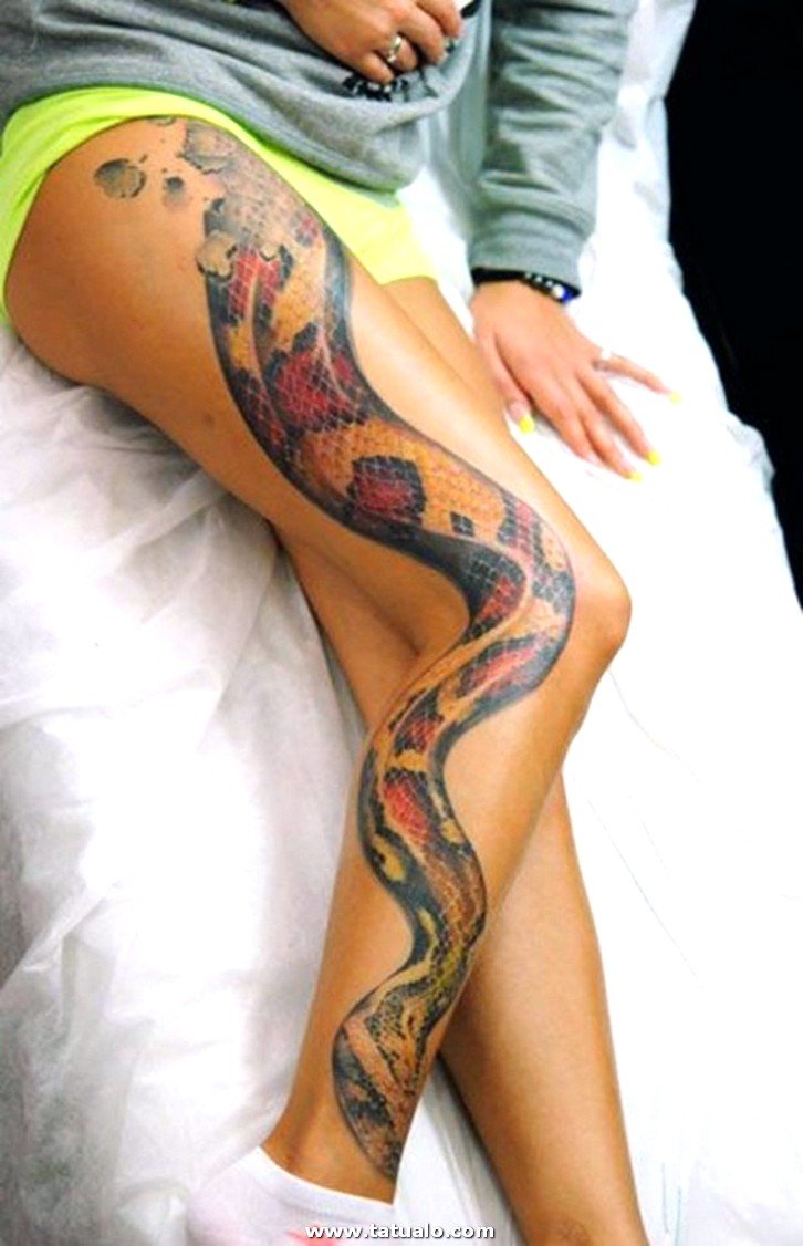 Татуировка змея на ноге (50 фото)33