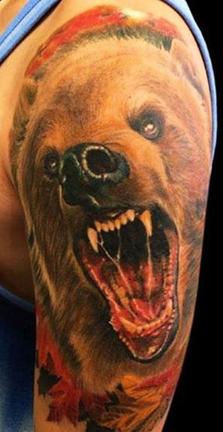 Тату "медведь" - злой медведь для татуирвоки (39 фото) 16 тату
