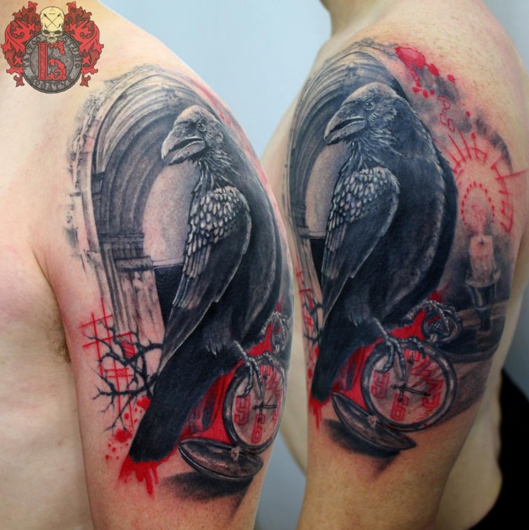 Тату чертог ворона на теле (48 фото) 18 тату