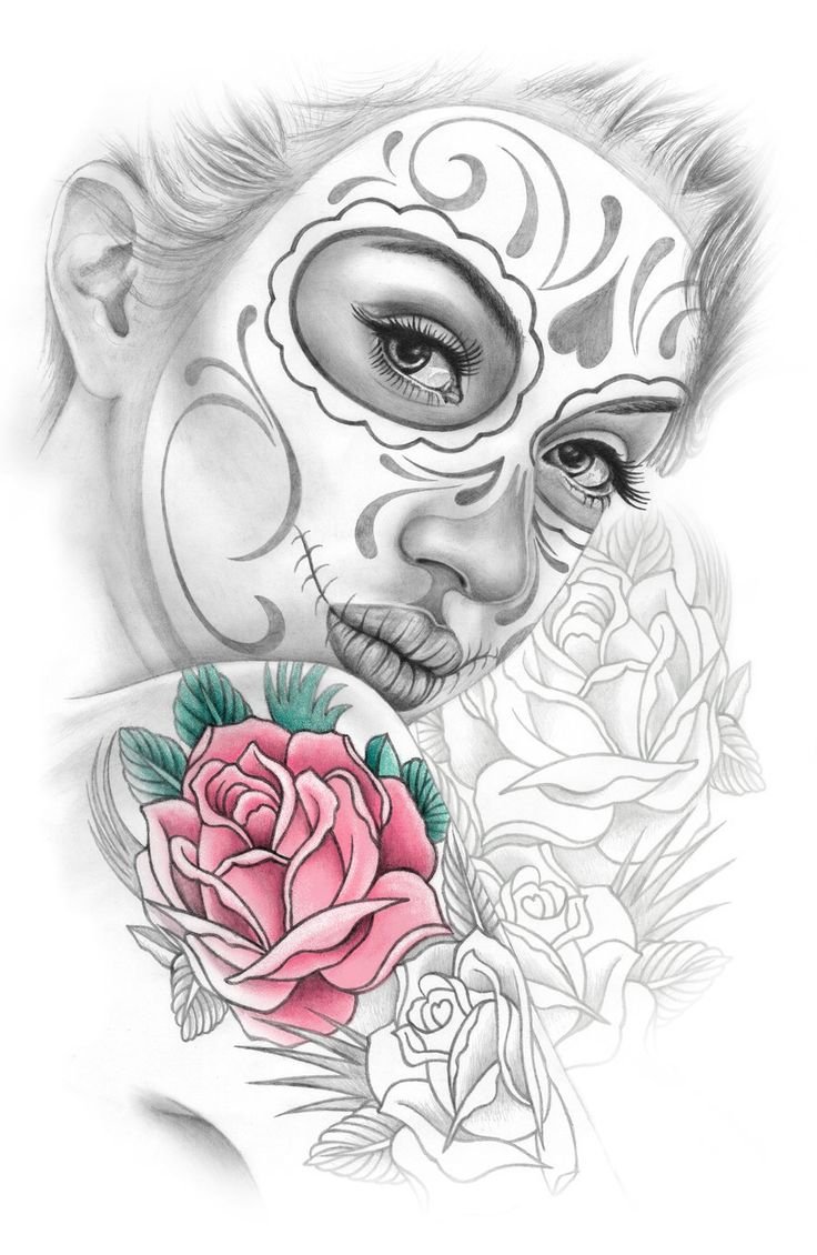 Тату эскизы на лице (48 фото) 20 Чикано цветы