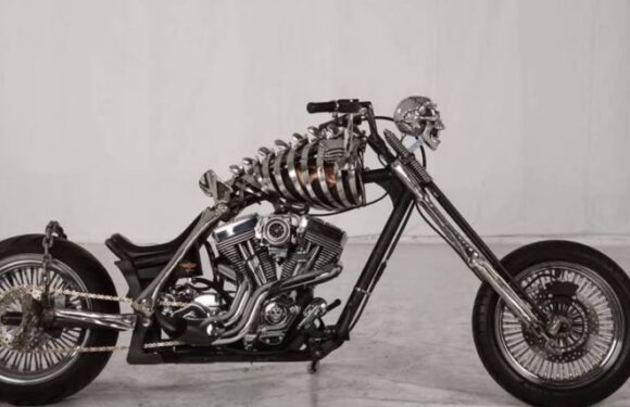 Мотоциклы чопперы стилизованные под скелет — 45 фото