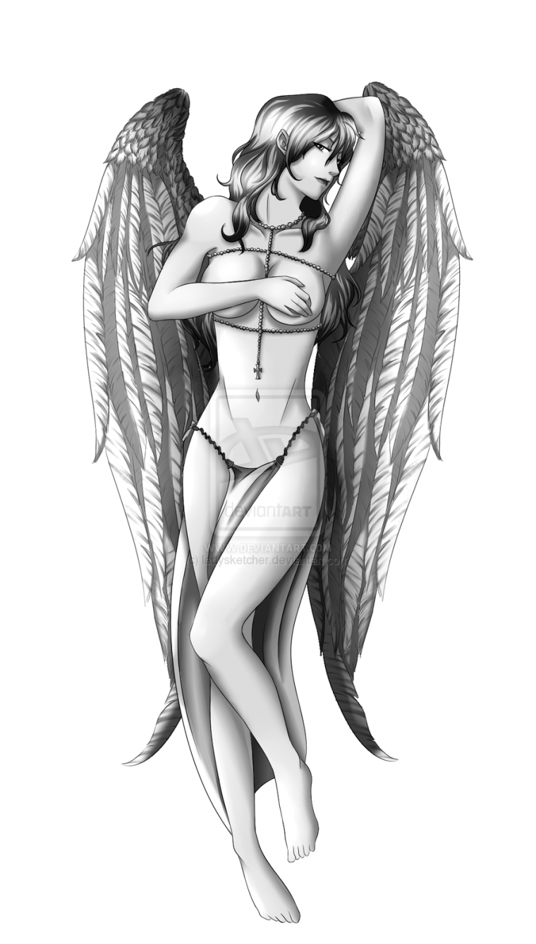 Тату "девушка ангел" - эскизы татуировок (38 фото) 34