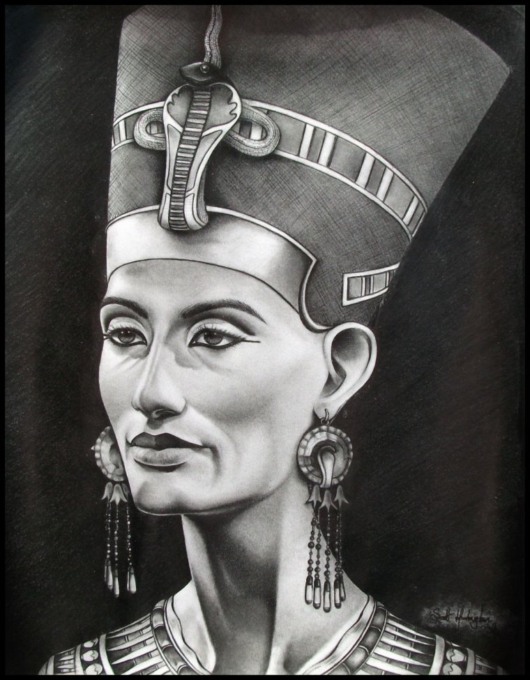 Нефертити царица Египта карандашом